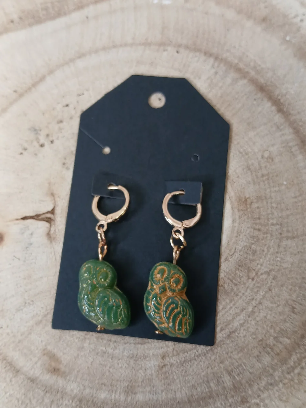 Green Gold Accent Dangle Earrings - Women Jewelry